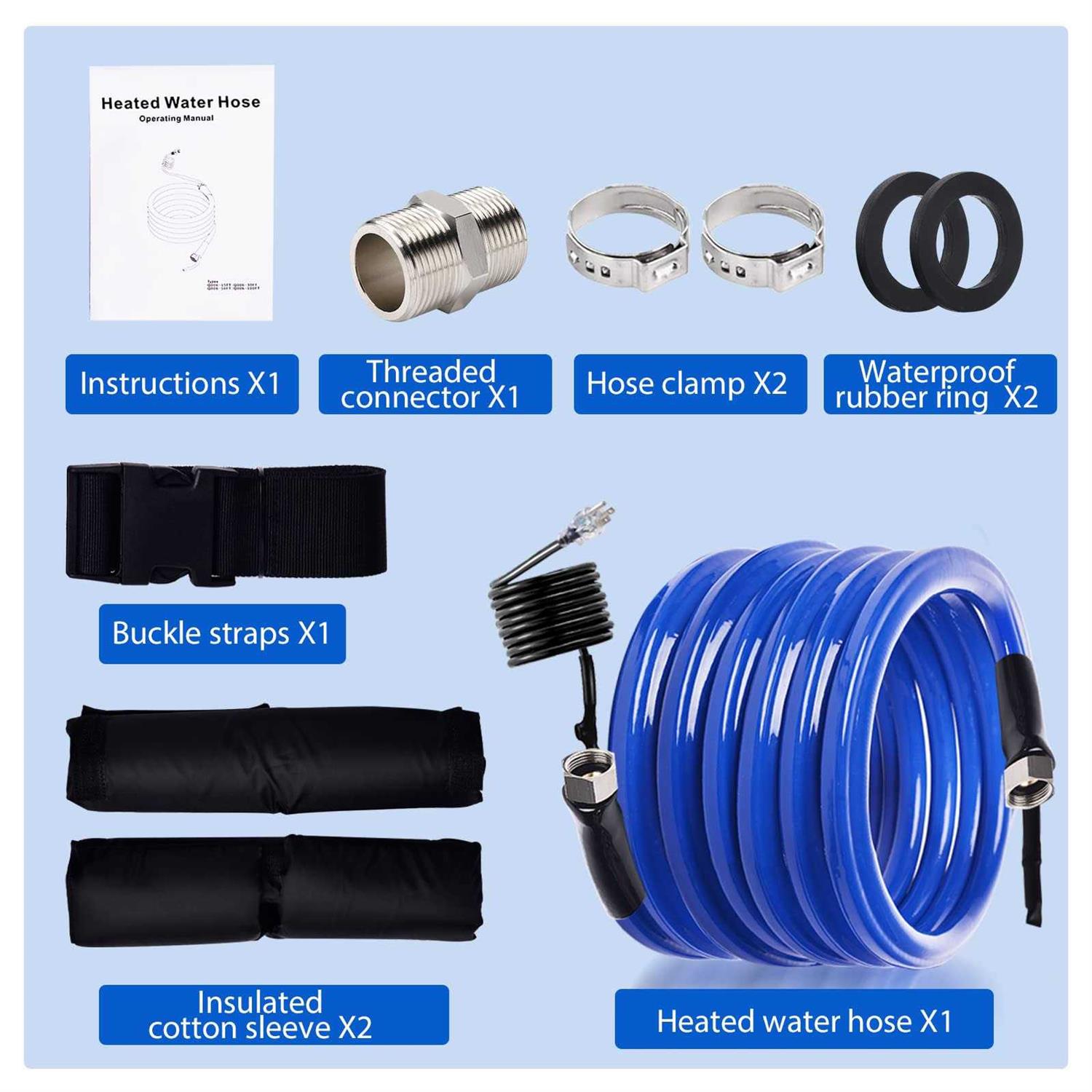 15FT 50FT 100FT Heated Drinking Water Hose -45 °F Antifreeze 3.0 Upgraded Function for Rv Gardon Home with Energy Saving Thermostat - Image 3