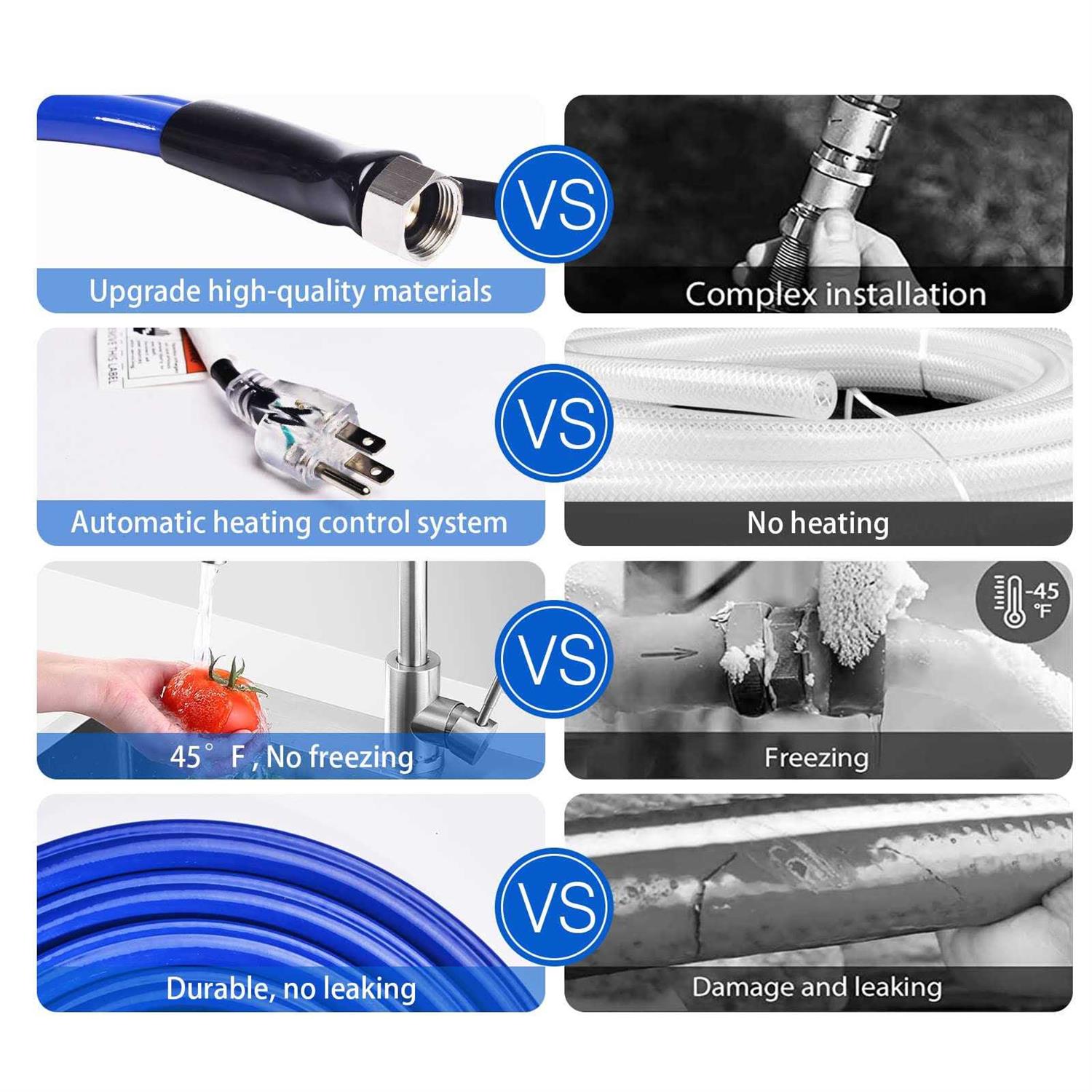 15FT 50FT 100FT Heated Drinking Water Hose -45 °F Antifreeze 3.0 Upgraded Function for Rv Gardon Home with Energy Saving Thermostat - Image 5