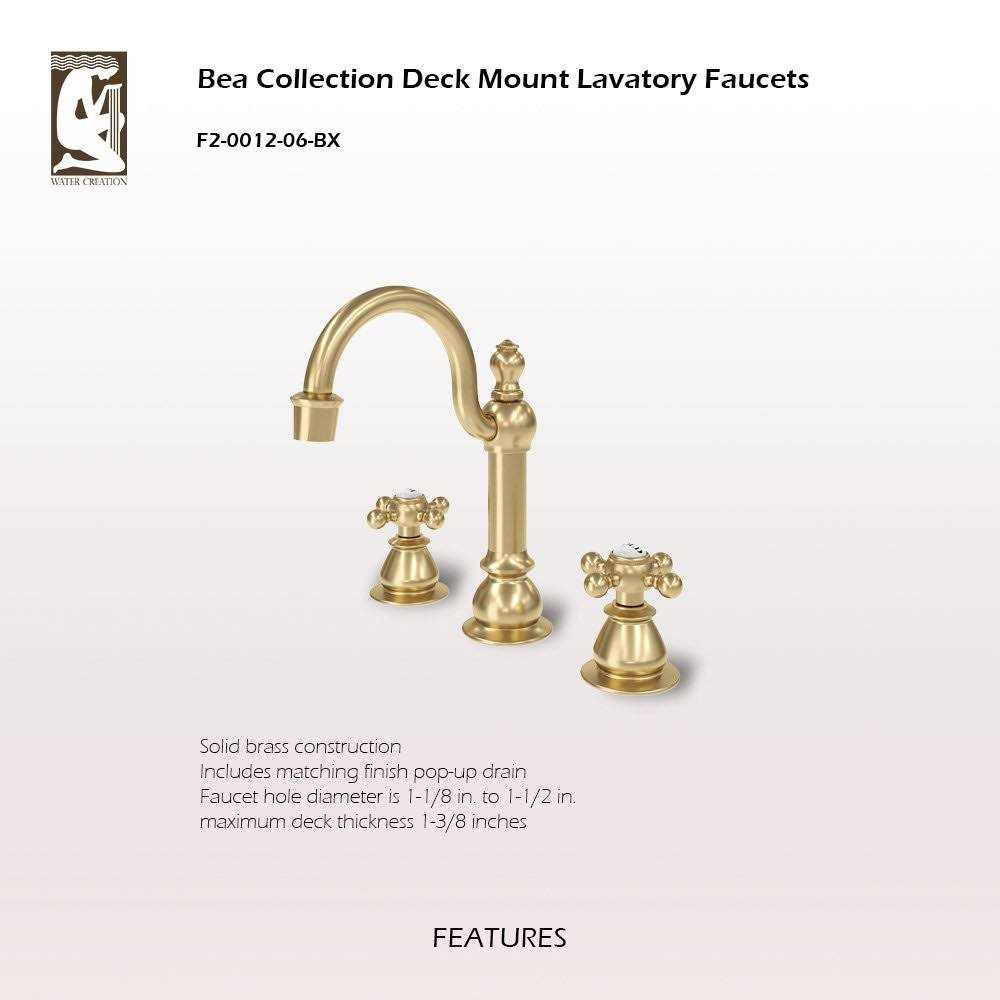 Water Creation 8.25 Cross Handles Solid Brass Lavatory Faucet in Satin - Image 4