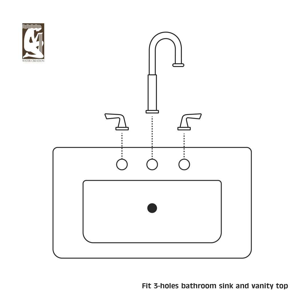 Water Creation 8.25 Cross Handles Solid Brass Lavatory Faucet in Satin - Image 5