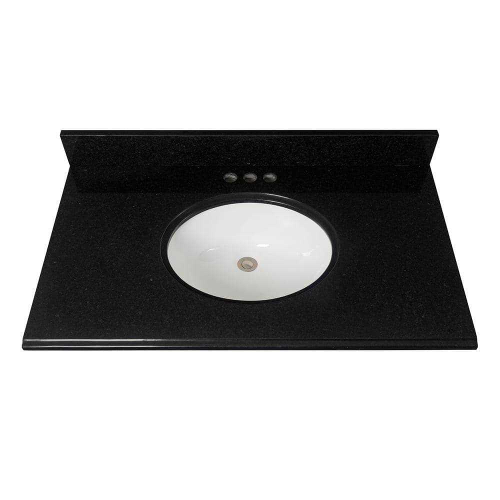 Home Decorators Collection 22 in D Granite White Round Single Sink Vanity Top in Beige