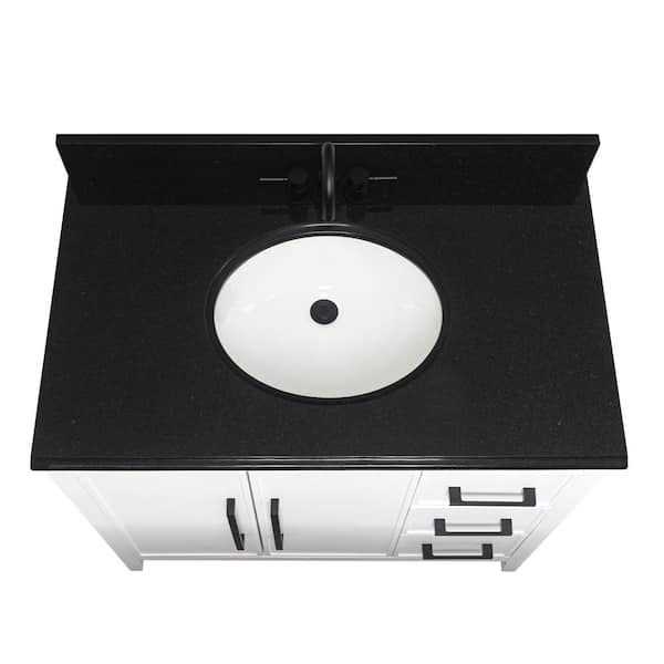 Home Decorators Collection 22 in D Granite White Round Single Sink Vanity Top in Beige - Image 4