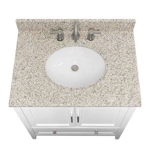 Home Decorators Collection 22 in D Granite White Round Single Sink Vanity Top in Beige - Image 4