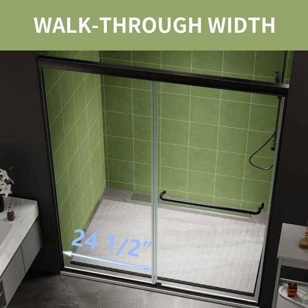 ES-DIY 70 in. H Sliding Framed Shower Door in Matte Black with 1/4 in. Clear Glass - Image 2
