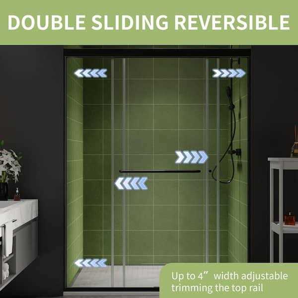 ES-DIY 70 in. H Sliding Framed Shower Door in Matte Black with 1/4 in. Clear Glass - Image 3