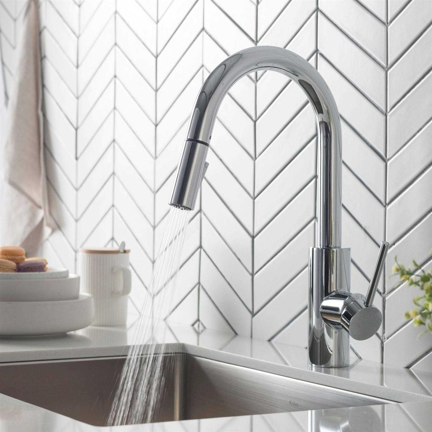 Kraus Oletto Pull Down Single Handle Kitchen Faucet KPF-2620CH - Image 4