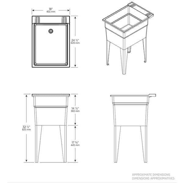 Rugged Tub 18 in. x 24 in. Polypropylene Granite Laundry Sink with 2 Hdl Non Metallic Pullout Faucet and Installation Kit - Image 5