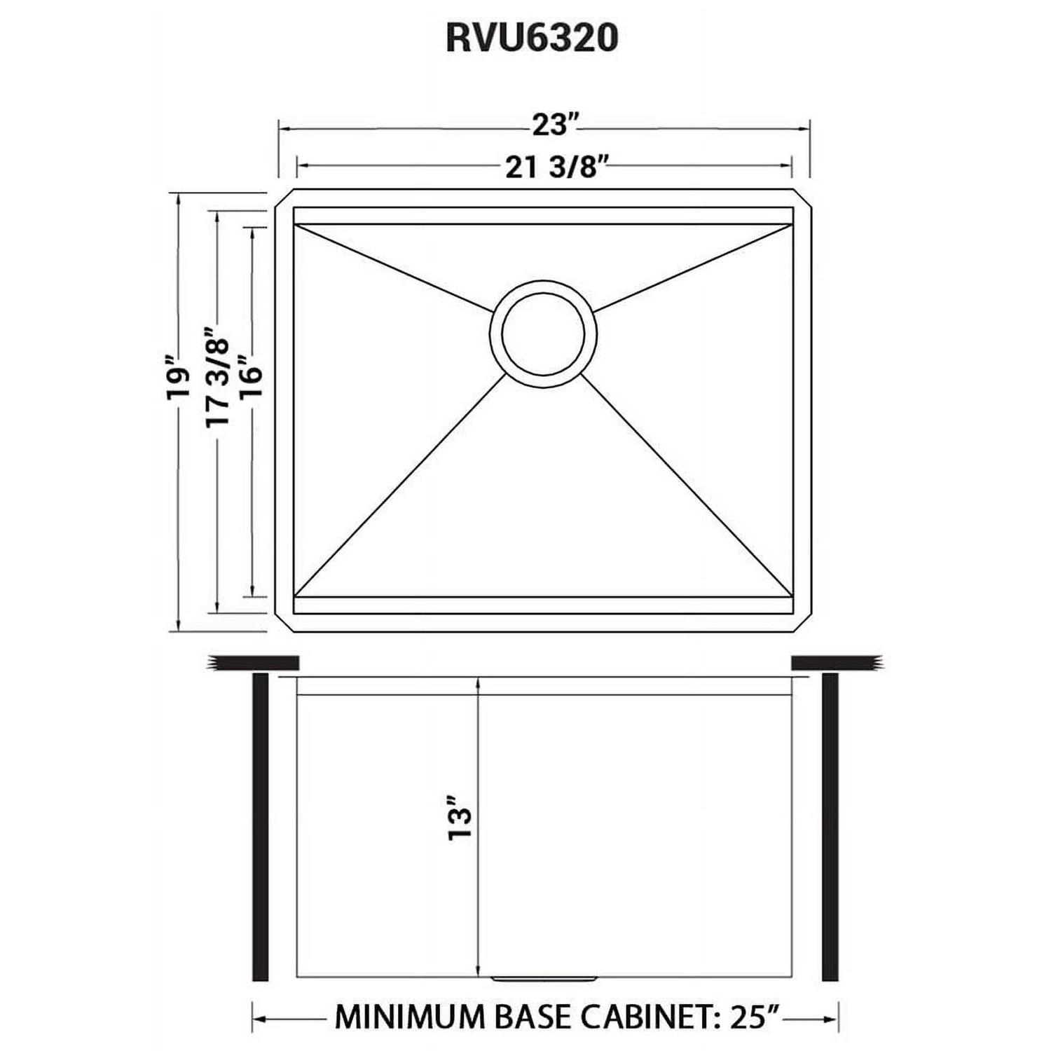 Ruvati 23 x 19 x 13 Deep Laundry Utility Workstation Sink Undermount 16 Gauge RVU6320 - Image 5