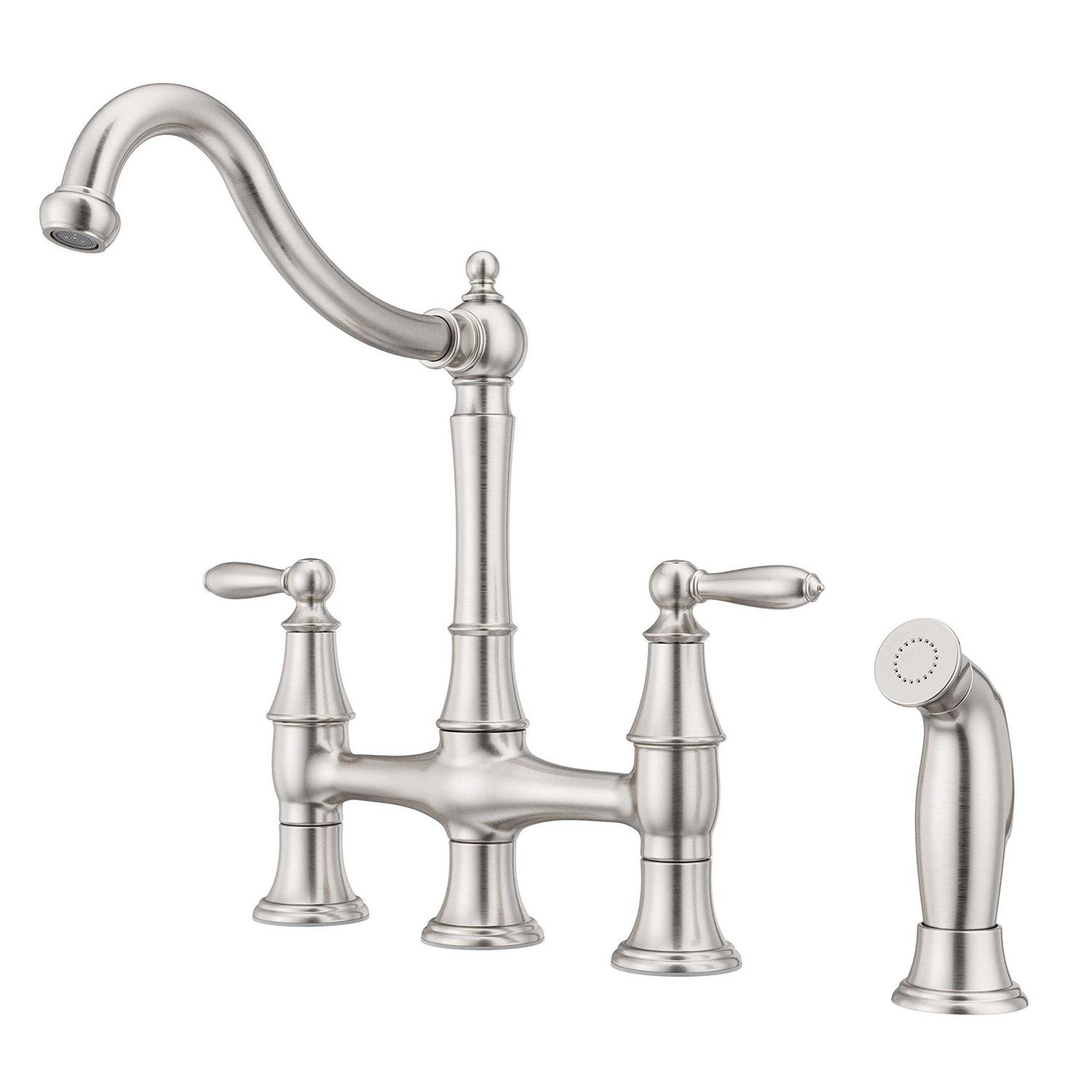 Pfister Courant Two Handle Bridge Kitchen Faucet with Side Spray