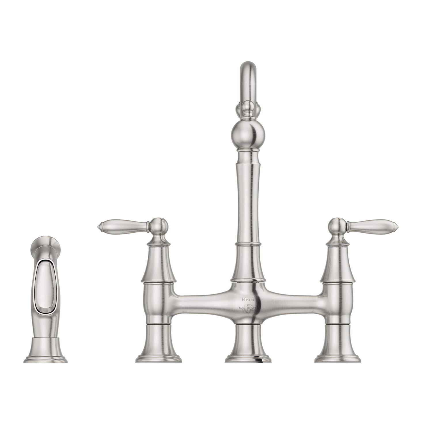 Pfister Courant Two Handle Bridge Kitchen Faucet with Side Spray - Image 4