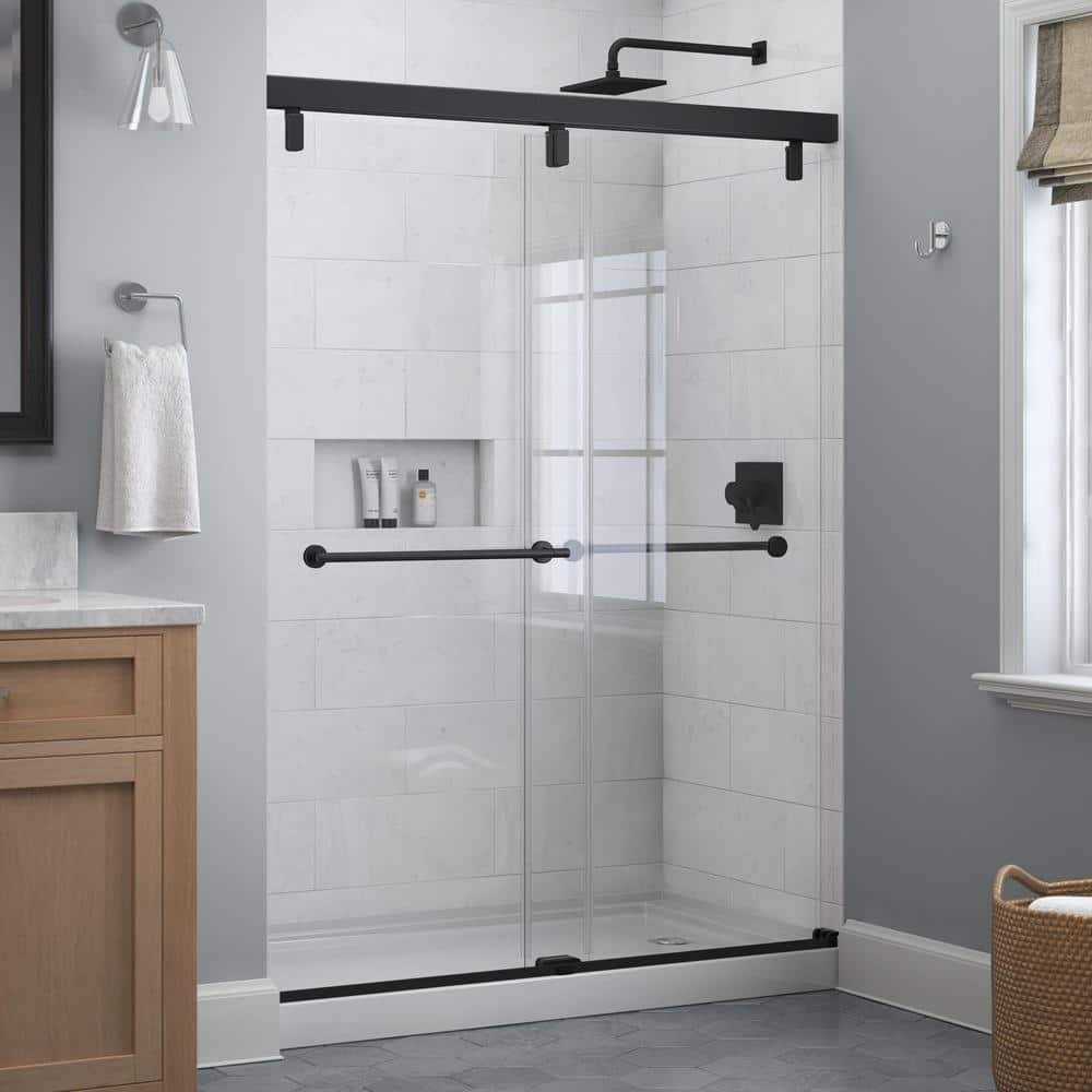 Delta Lyndall 60 in. x 71-1/2 in. Frameless Mod Soft-Close Sliding Shower Door 1/4 Clear Glass