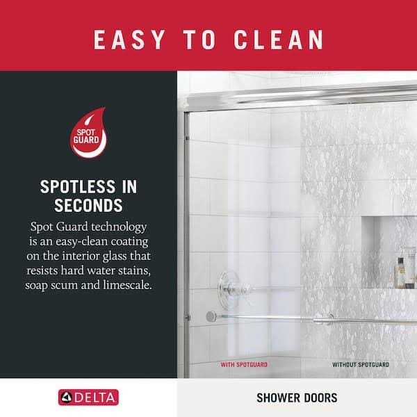 Delta Lyndall 60 in. x 71-1/2 in. Frameless Mod Soft-Close Sliding Shower Door 1/4 Clear Glass - Image 5