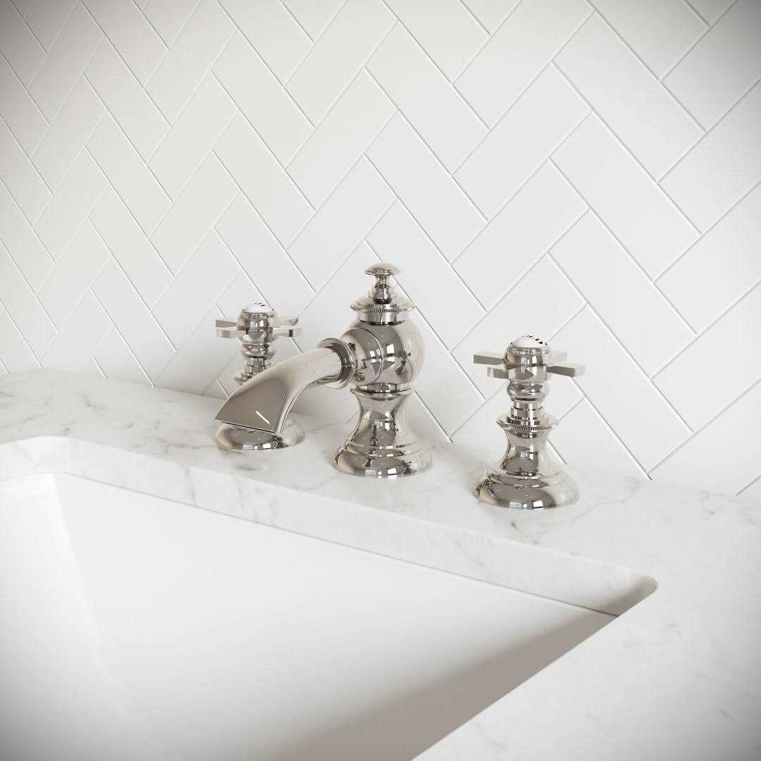 Water-Creation Modern Classic Widespread Lavatory Faucets with Pop-Up Drain Lever Handles - Image 5