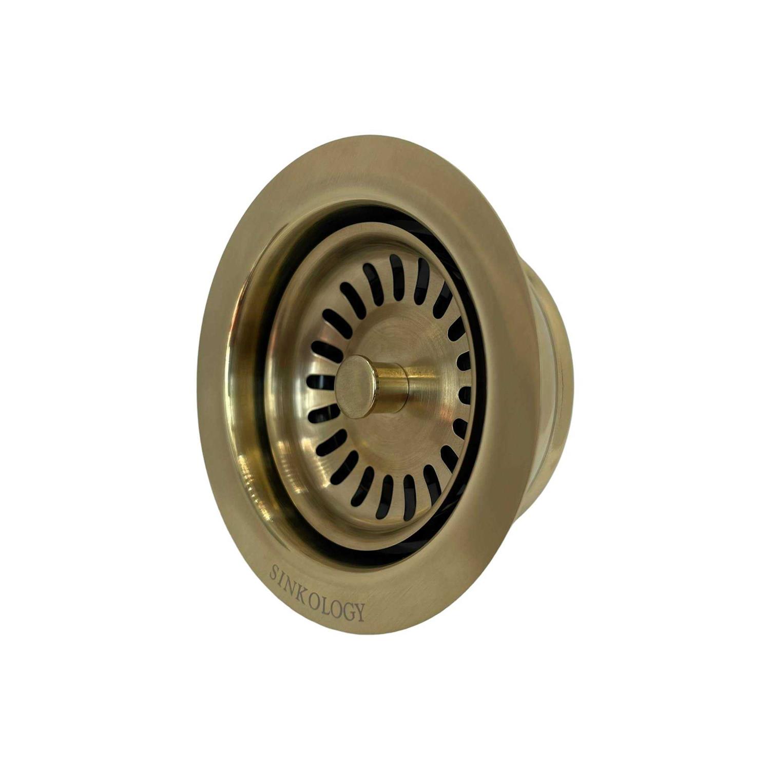 Sinkology SinkSense Satin Gold 3.5 Disposal Flange Drain with Stopper - Image 3