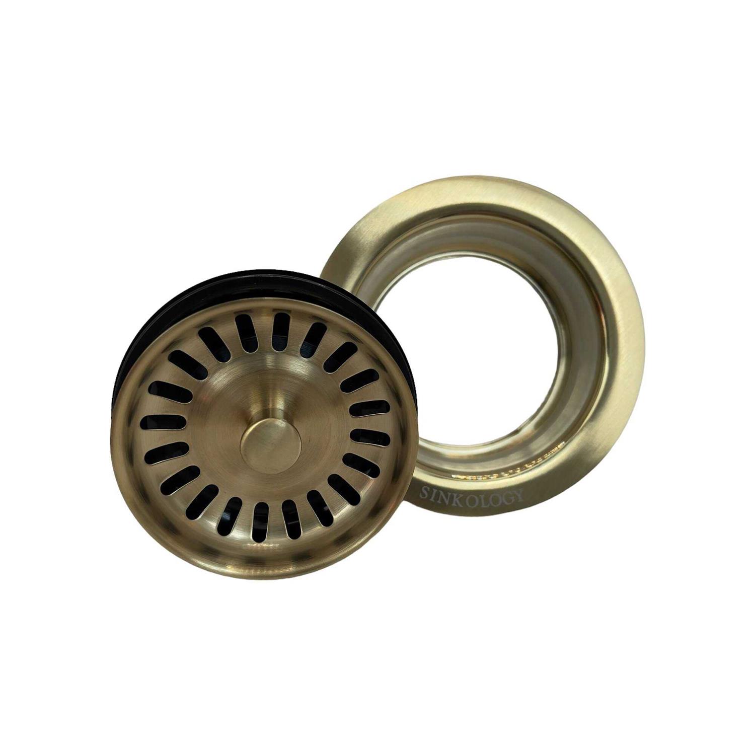 Sinkology SinkSense Satin Gold 3.5 Disposal Flange Drain with Stopper - Image 4