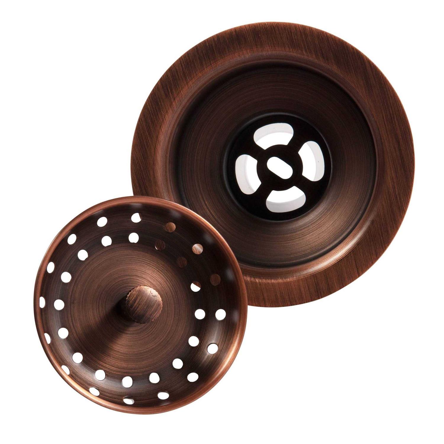 Sinkology SinkSense Antique Copper 3.5 Basket Strainer Drain with Post Style Basket - Image 3