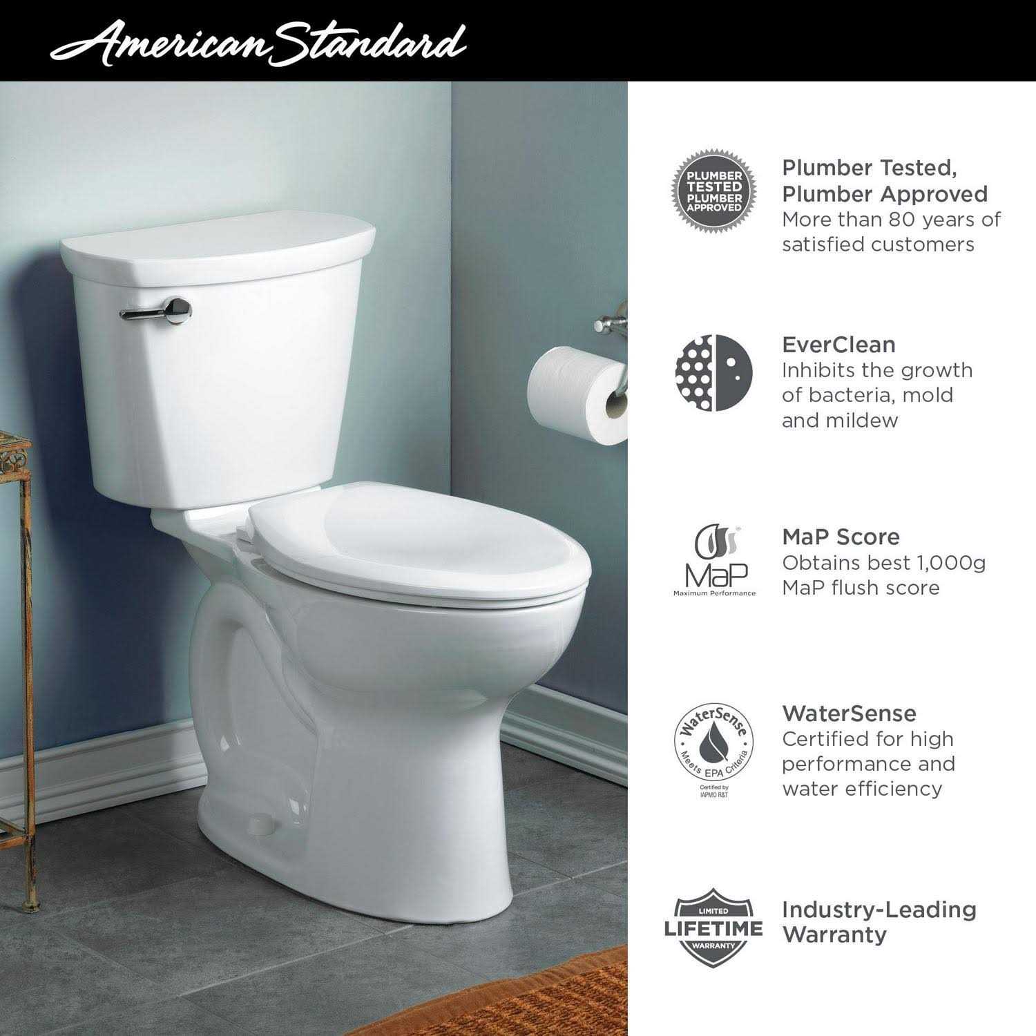 American Standard Cadet Pro 215FC.104.020 Compact Elongated Toilet 215FC104.020 - Image 3