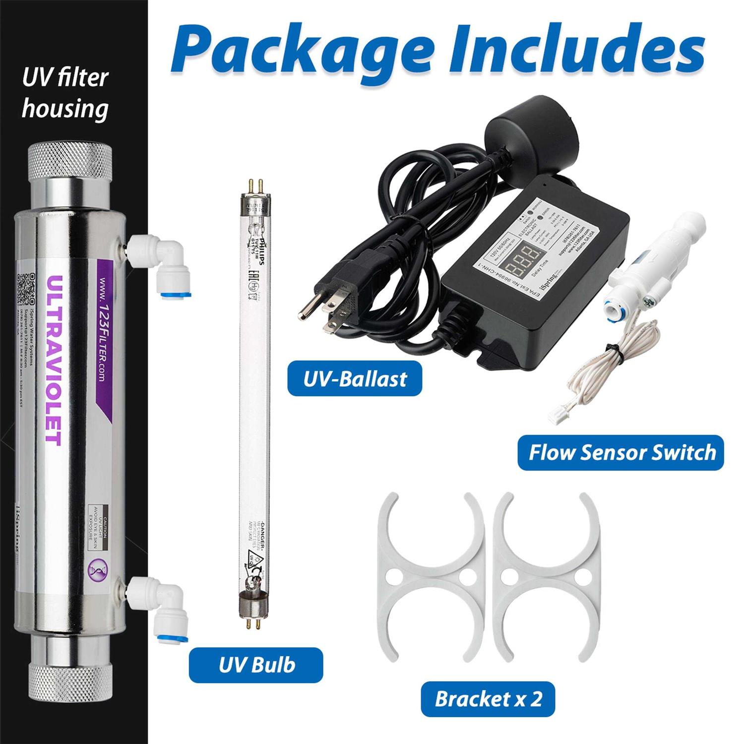 iSpring UVF11A UV Ultraviolet Light Water Filter with Smart Flow Control Switch 11W - Image 5