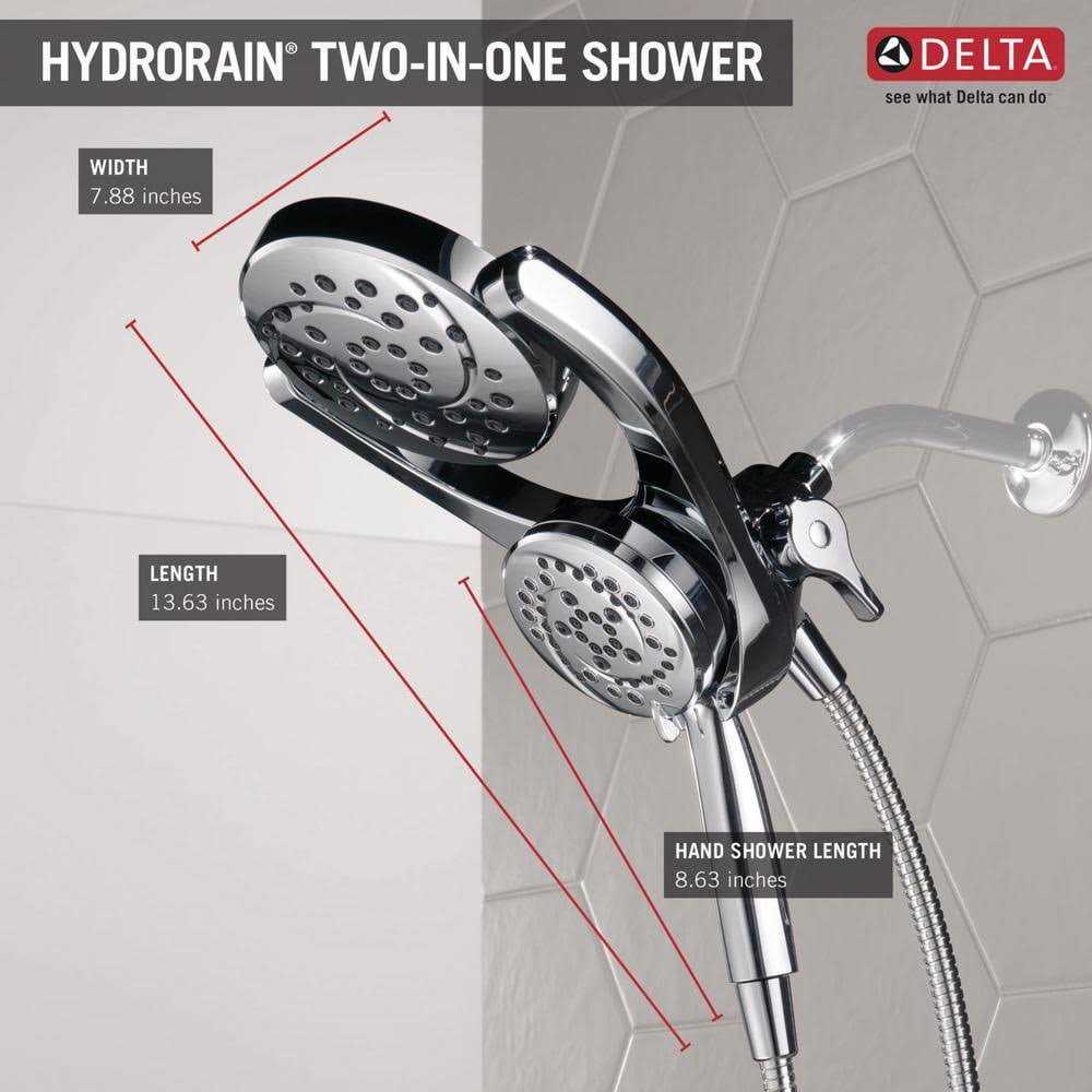 Delta HydroRain Two-in-One 4-Spray Patterns 6 Wall Mount Dual Shower Heads - Image 4