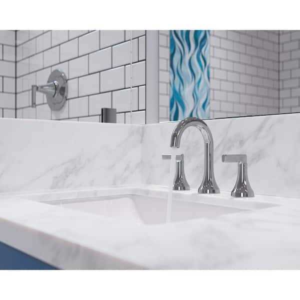 Pfister Vedra 8 in. Widespread Double Handle High Arc Bathroom Faucet with Drain Kit Included - Image 4