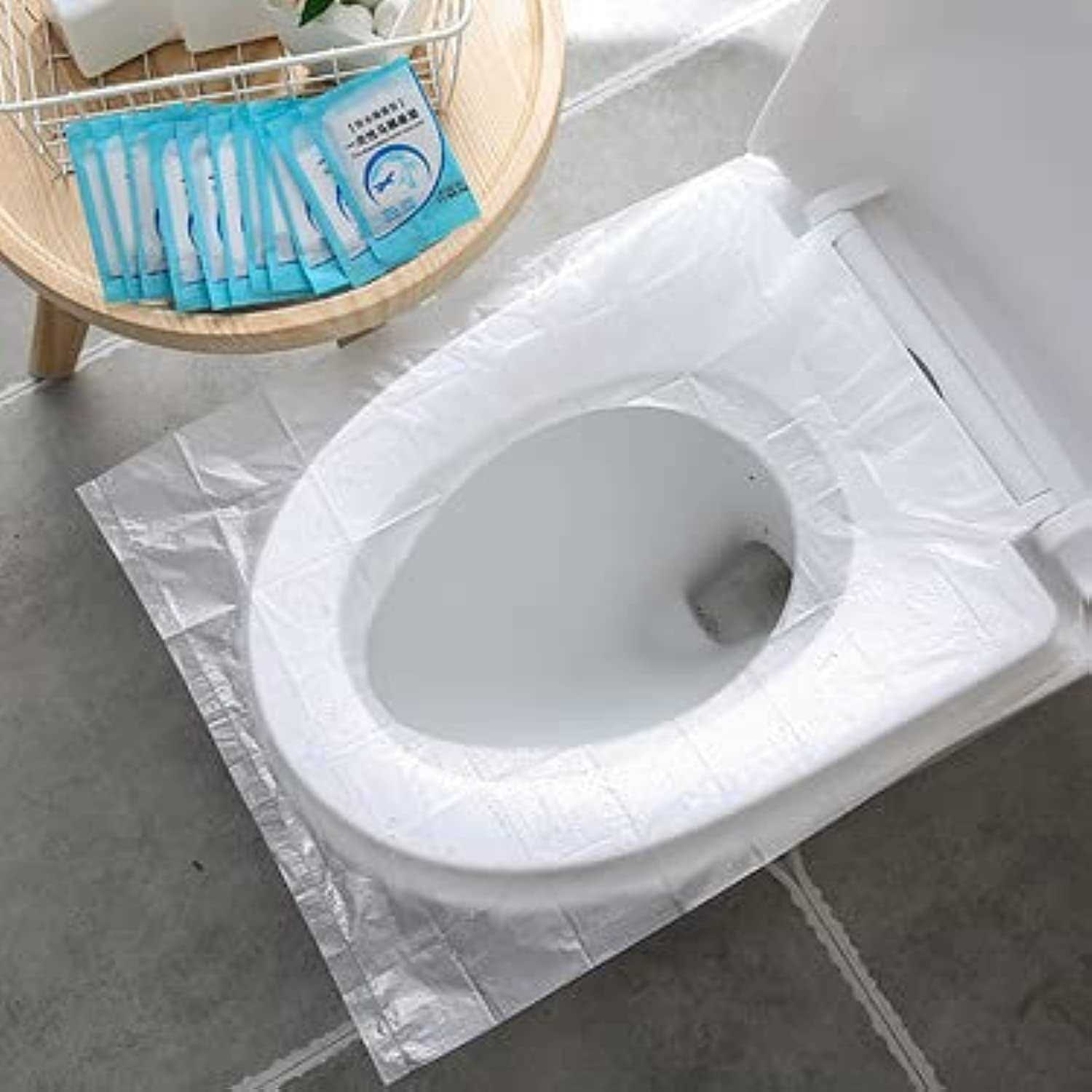 NEAGLORY 100 Pack Disposable Plastic Toilet Seat Cover Waterproof and Non Slip Individually Wrapped