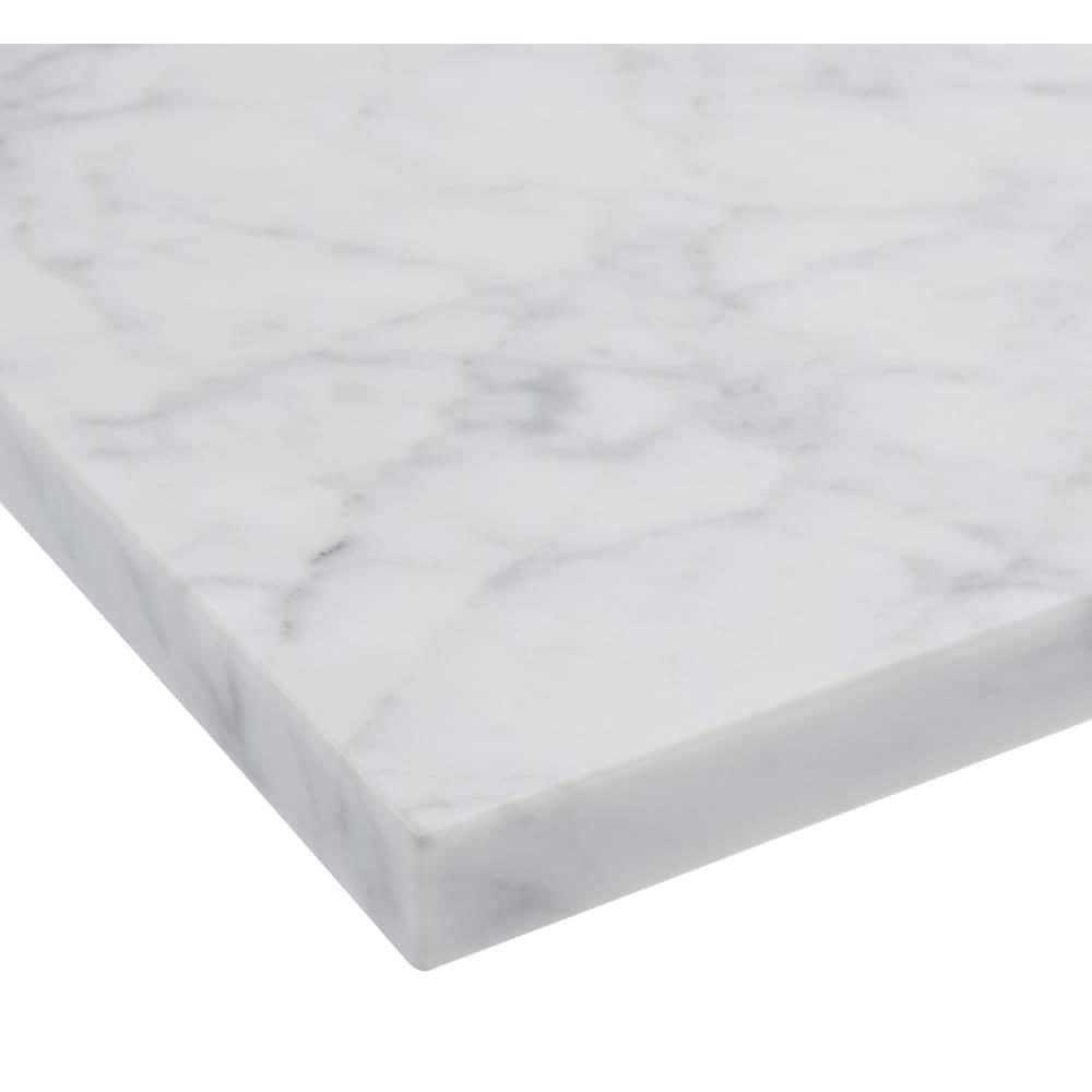 allen + roth Natural Carrara marble 37-in White Natural marble Undermount Single Sink 3-Hole Bathroom Vanity Top 261412 - Image 3