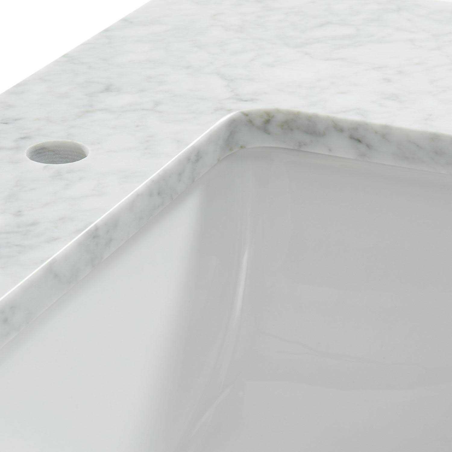 allen + roth Natural Carrara marble 37-in White Natural marble Undermount Single Sink 3-Hole Bathroom Vanity Top 261412 - Image 4