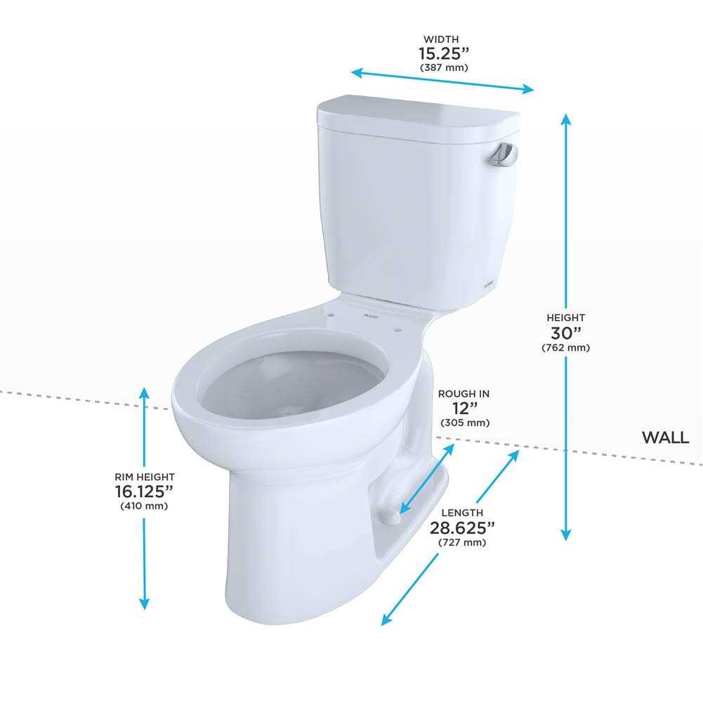 Toto Entrada Two-Piece Elongated 1.28 GPF Universal Height Toilet with Right-Hand Trip Lever CST244EFR#01 - Image 4
