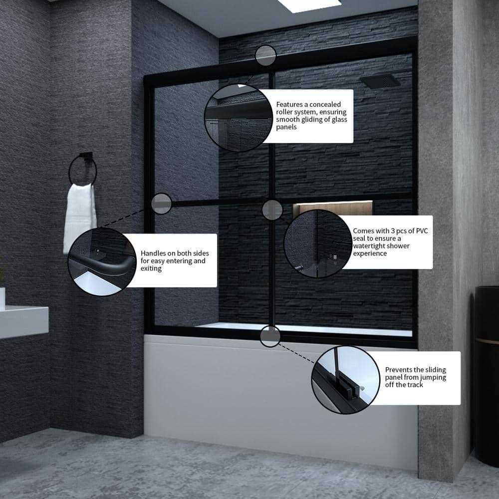 niveal Alvin 59 in. W x 56 in. H Sliding Framed Tub Door Finish - Image 2