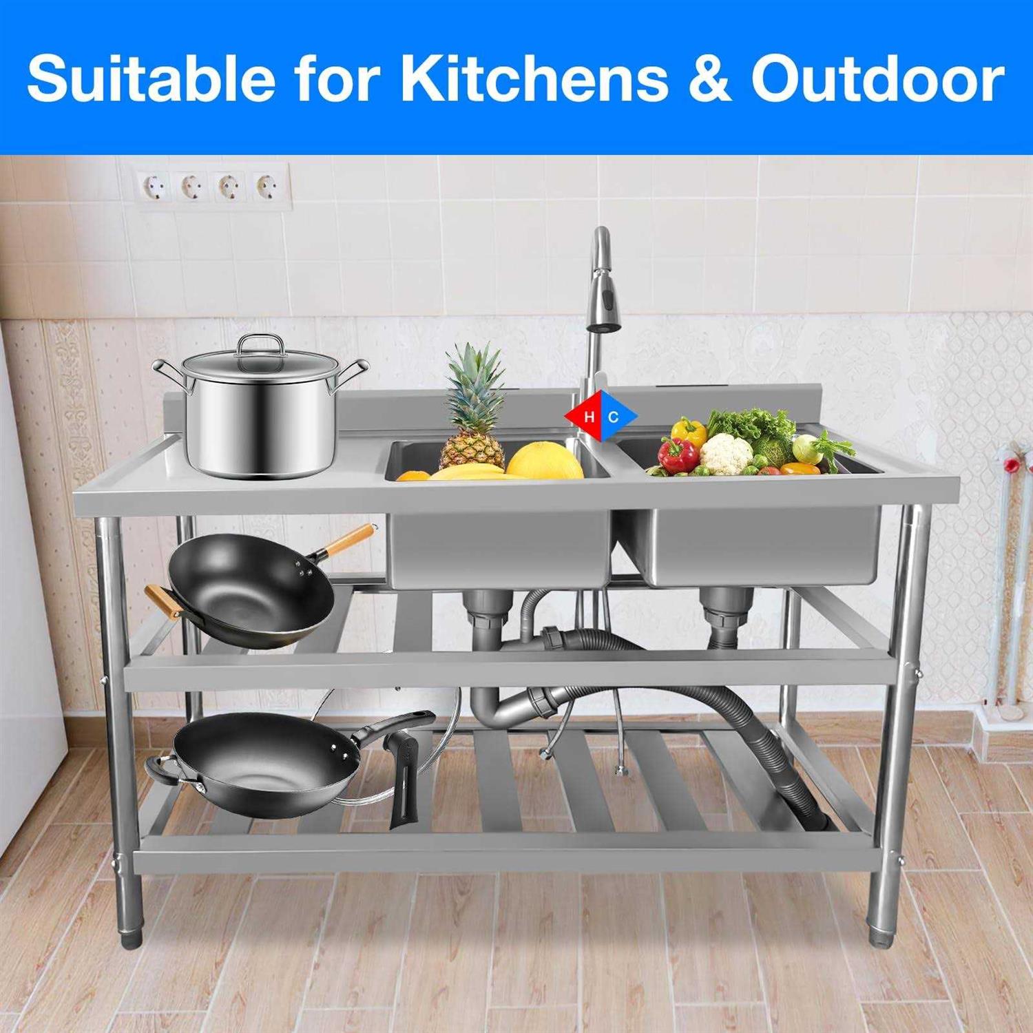 BAVIEN Duyvisteil Commercial Restaurant Sink Stainless Steel Utility Sink Free-standing Kitchen Sink - Image 4