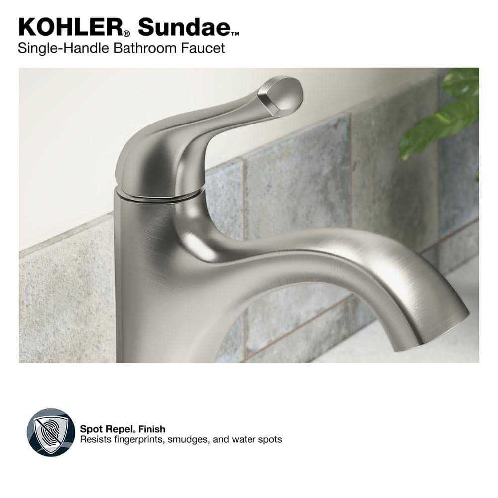 KOHLER Sundae Single Handle Single Hole Bathroom Faucet in Vibrant Brushed - Image 2