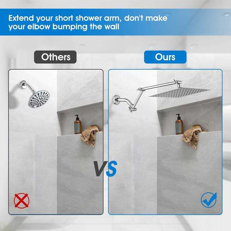 PDPBath Brass 16 Inch Shower Head Extension Arm Upgrade Flexible Height & Angle Adjustable Shower Arm Extender with Lock Joints - Image 4