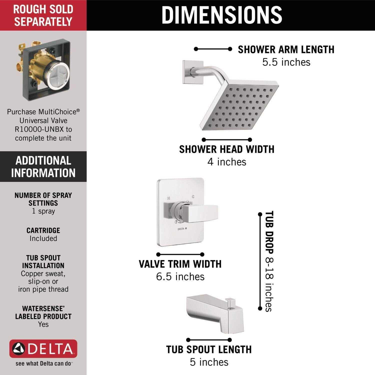 Delta Modern Monitor 14 Series Tub & Shower Trim T14467-PP - Image 3