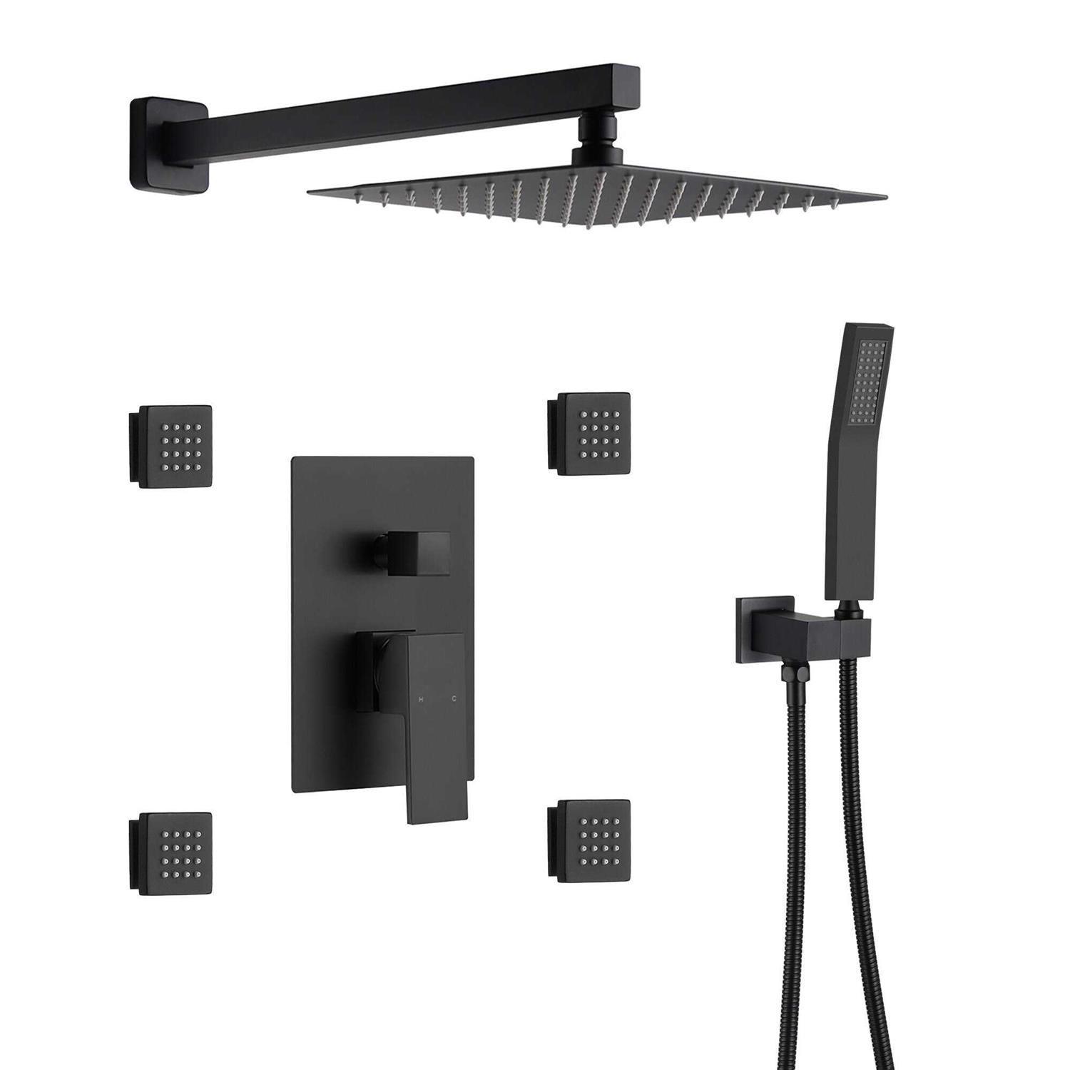 Mondawe 3-Spray Patterns 10 in. Wall Mount Square Rainfall Dual Shower Heads