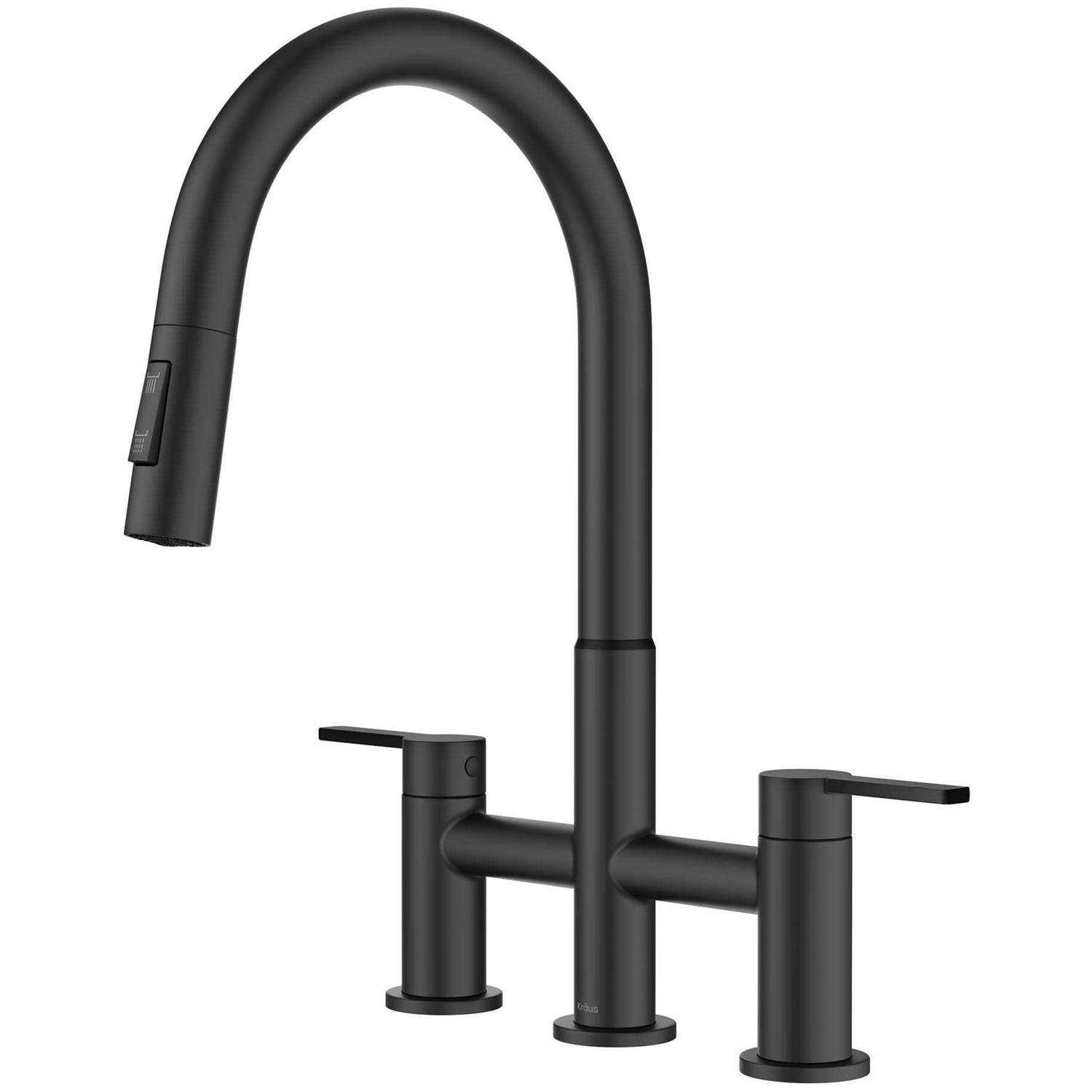 Kraus Oletto Bridge Kitchen Faucet with Pull-Down Sprayhead KPF-3122