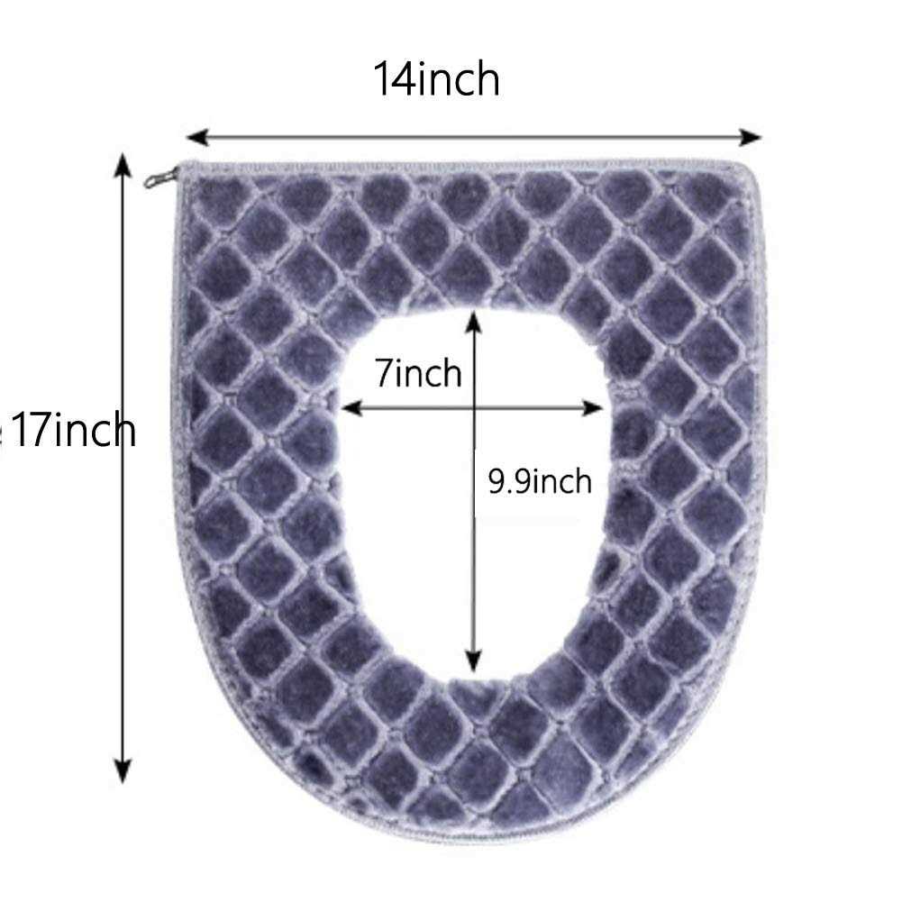 Wdshcr Toilet Seat Cover for Bathroom Toilet Seat Cushion Covers Soft Thicker Warmer Washable Toilet Seat Cover Pads with Zipper Home Reusable - Image 5