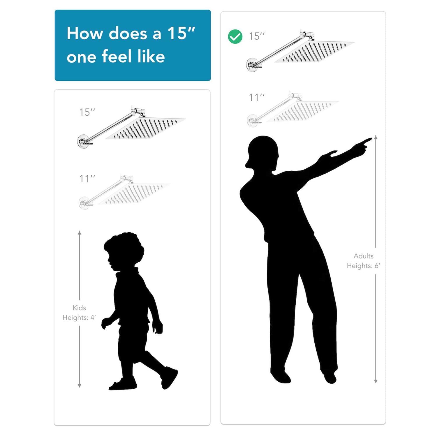 Singing Rain 15 Inch Extra Long Adjustable Shower Head Extension Arm With Locking Set Screw - Image 4