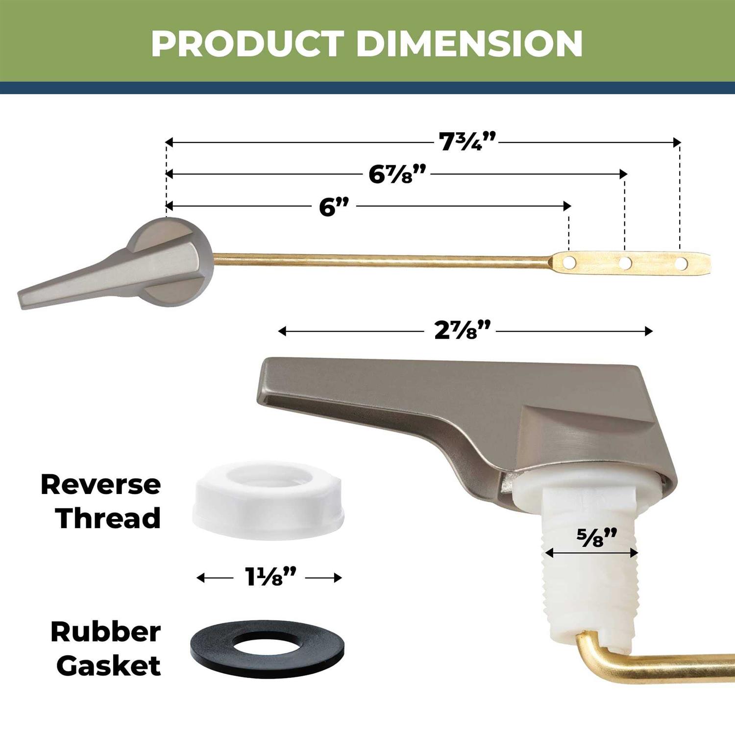RAVINE Universal Toilet Handle Lever Replacement Zinc Modern Toilet Handle Brass Arm - Image 3