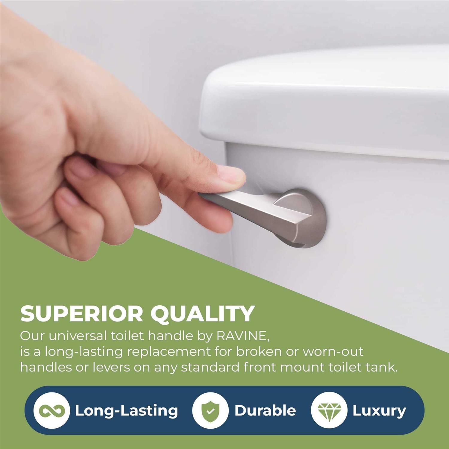 RAVINE Universal Toilet Handle Lever Replacement Zinc Modern Toilet Handle Brass Arm - Image 5