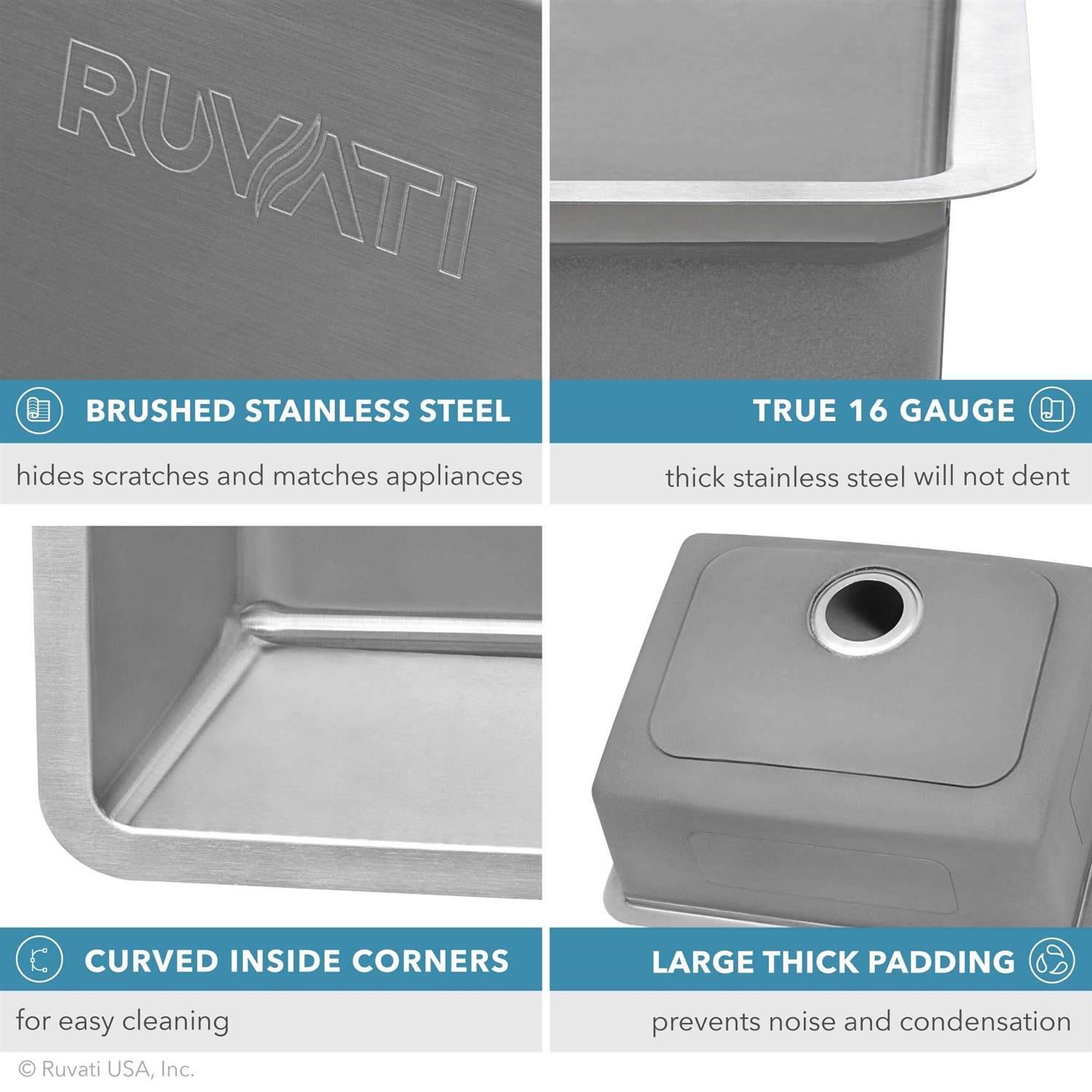 Ruvati 32-inch Undermount Kitchen Sink 70/30 Double Bowl 16 Gauge Stainless Steel RVM5300 - Image 4
