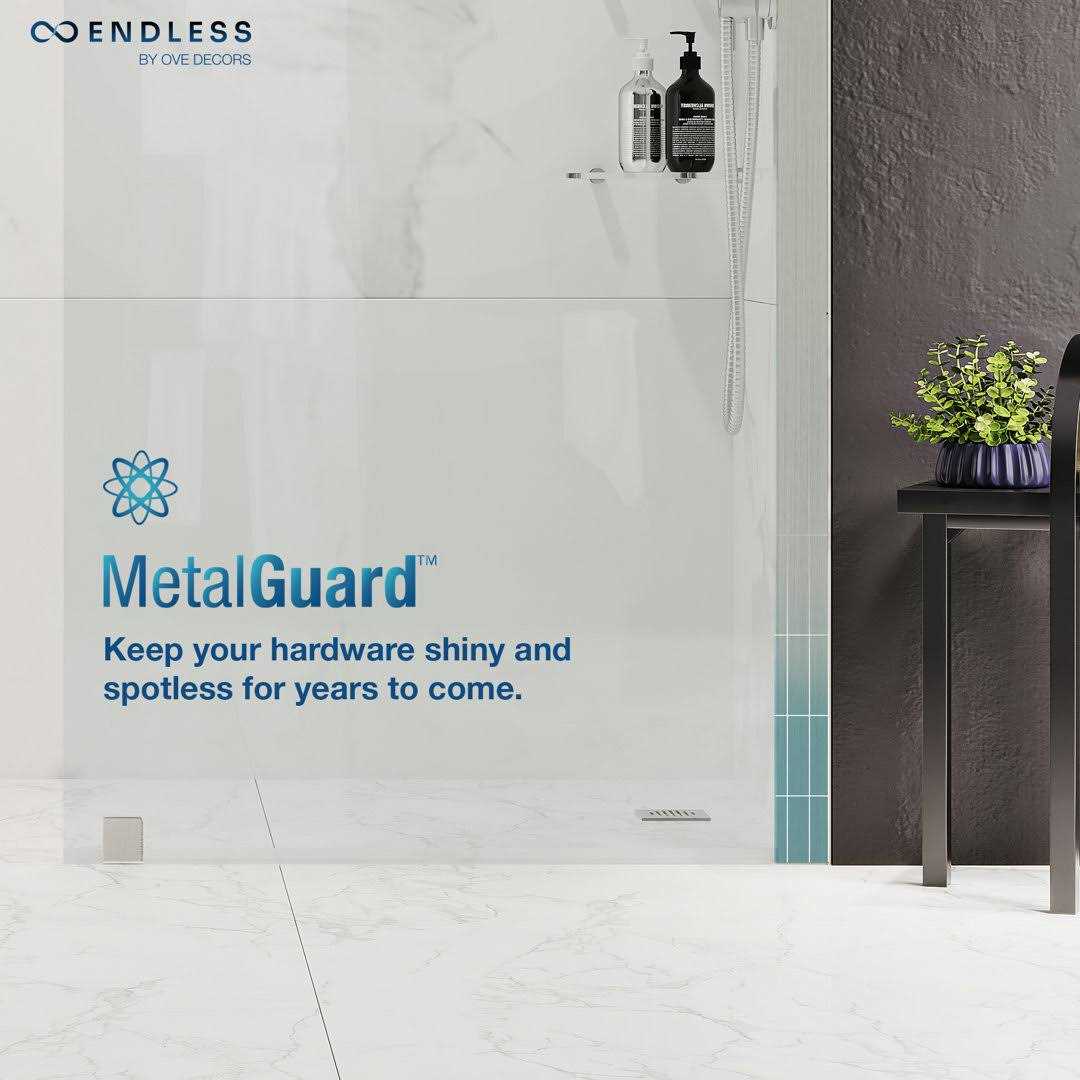 Ove Decors Austin 34-7/16 in. W x 72 in. H Rectangular Fixed Shower Door Frameless Alcove Shower Enclosure in Nickel - Image 2