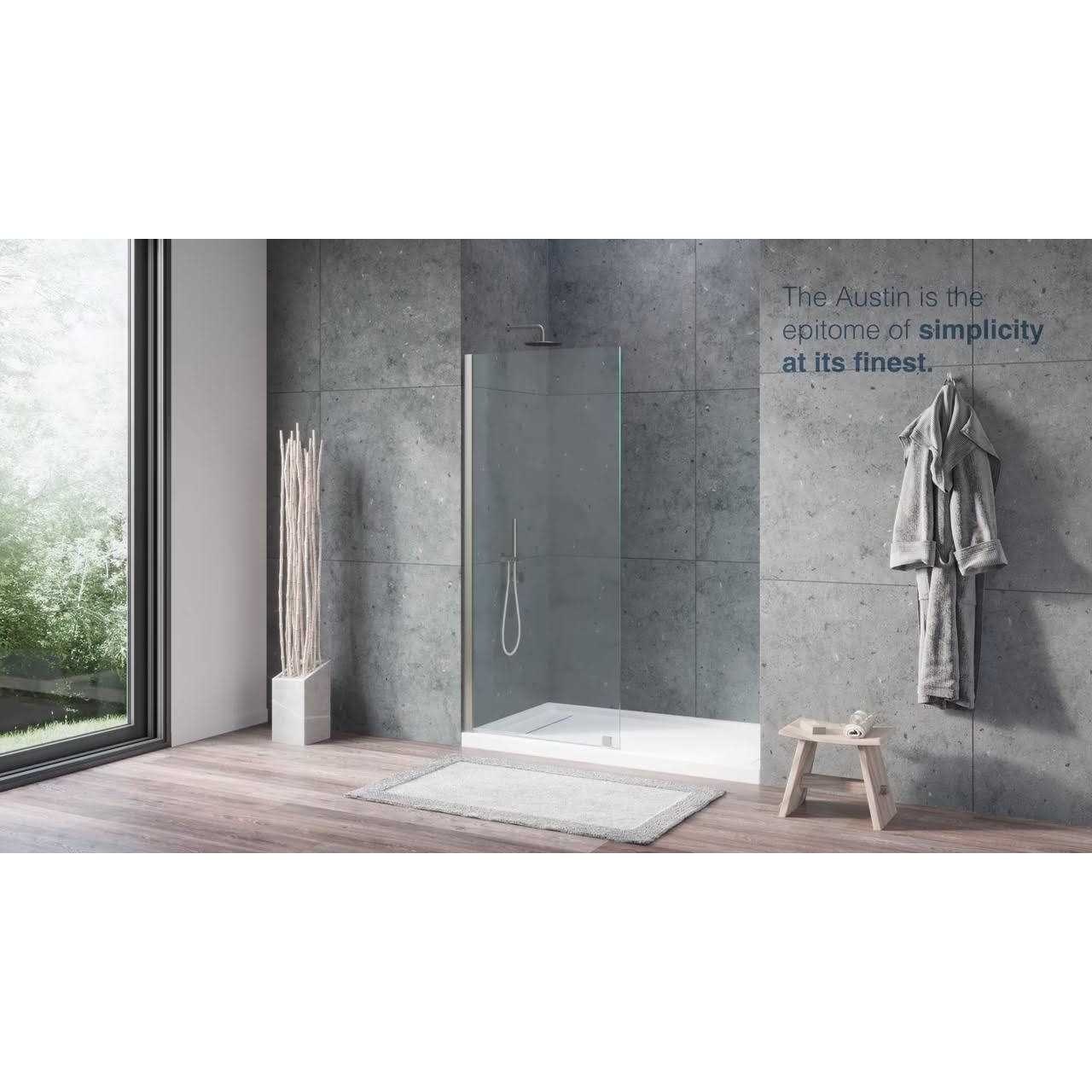 Ove Decors Austin 34-7/16 in. W x 72 in. H Rectangular Fixed Shower Door Frameless Alcove Shower Enclosure in Nickel - Image 5