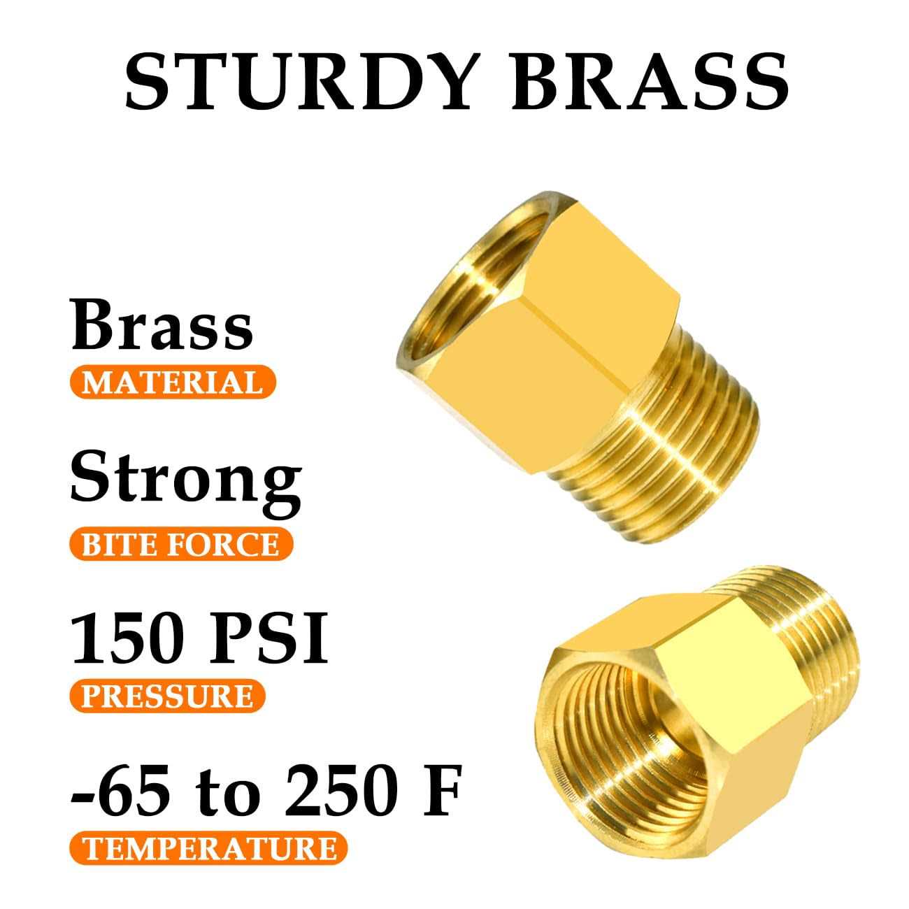 SDTC Tech 2-Pack Brass Pipe Fitting 1/4 NPT Thread Male to 1/2 NPT Thread Female Reducer Adapter - Image 4