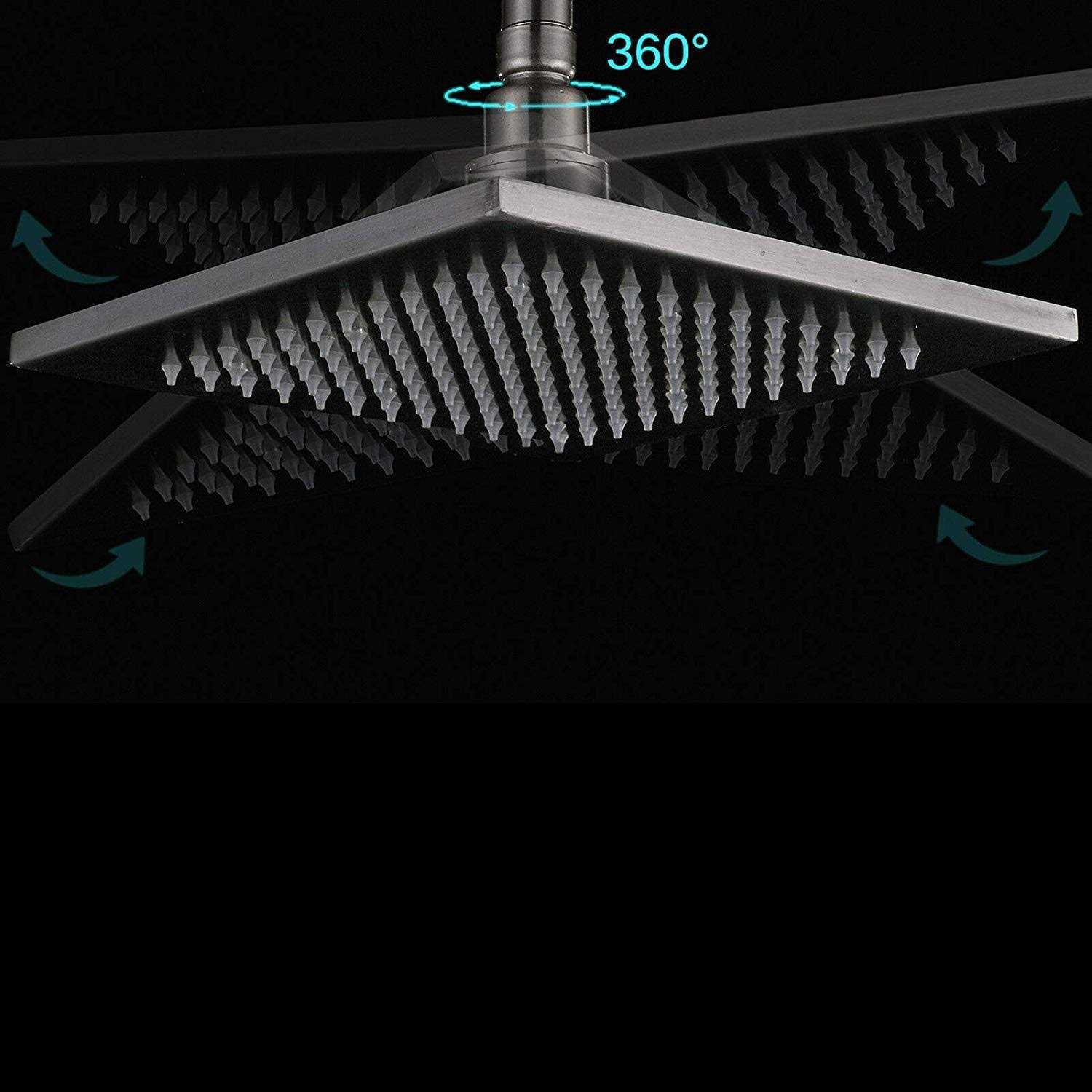 Saeuwtowy 12 Inch LED Rainfall Shower Head Wall Mounted or Ceiling Mounted Brushed Nickel Finish High Pressure - Image 5