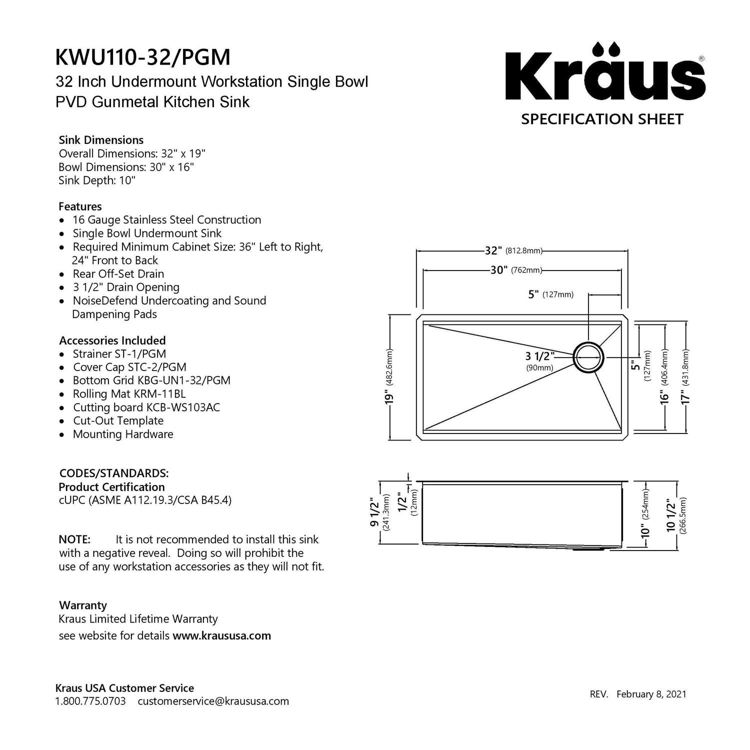 Kraus Kore Workstation 32 Undermount 16 Gauge Stainless Steel Single Bowl Kitchen Sink in PVD Gunmetal Finish with Accessories - Image 2