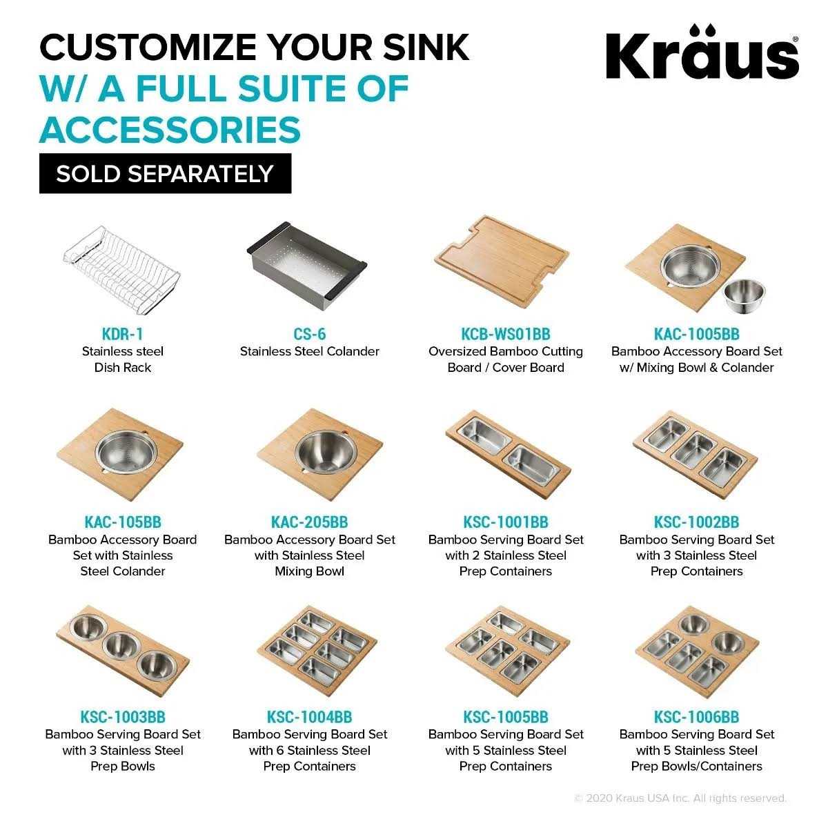 Kraus Kore Workstation 32 Undermount 16 Gauge Stainless Steel Single Bowl Kitchen Sink in PVD Gunmetal Finish with Accessories - Image 3
