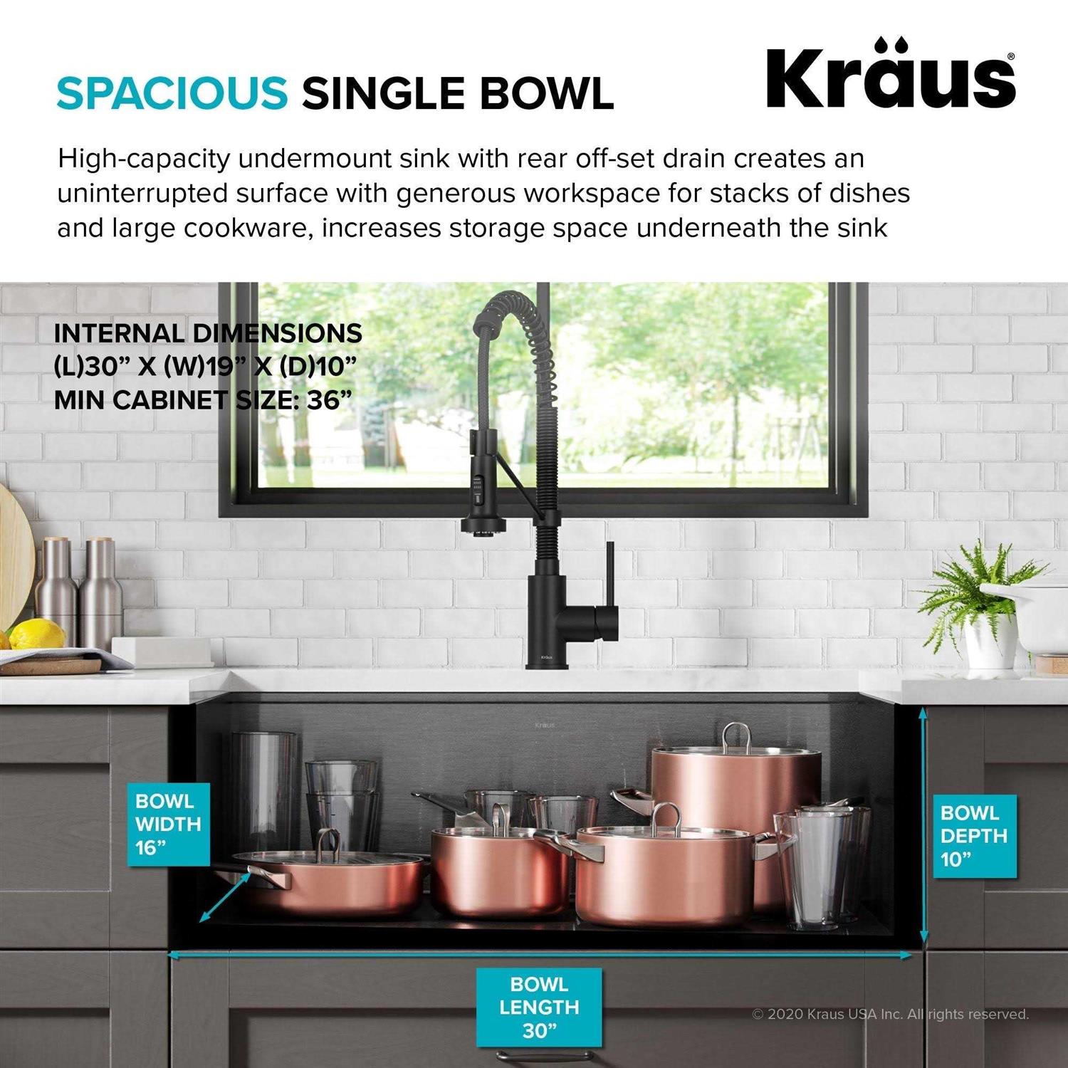 Kraus Kore Workstation 32 Undermount 16 Gauge Stainless Steel Single Bowl Kitchen Sink in PVD Gunmetal Finish with Accessories - Image 4