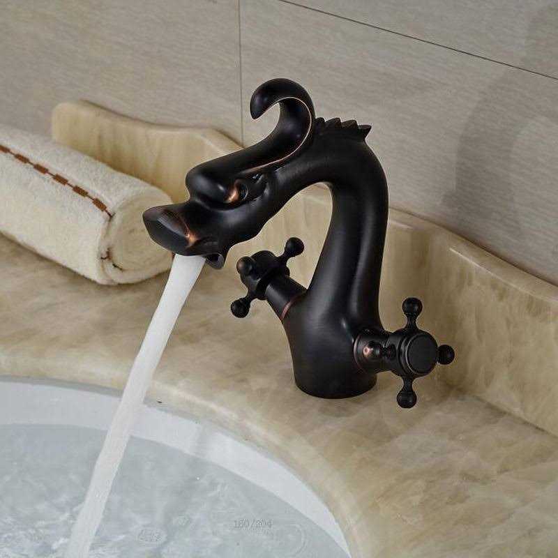 Senlesen Dragon Shape Oil Rubbed Bronze Two-Handle One Hole Bathroom Sink Mixer Tap Faucet Deck Mount Lavatory - Image 5