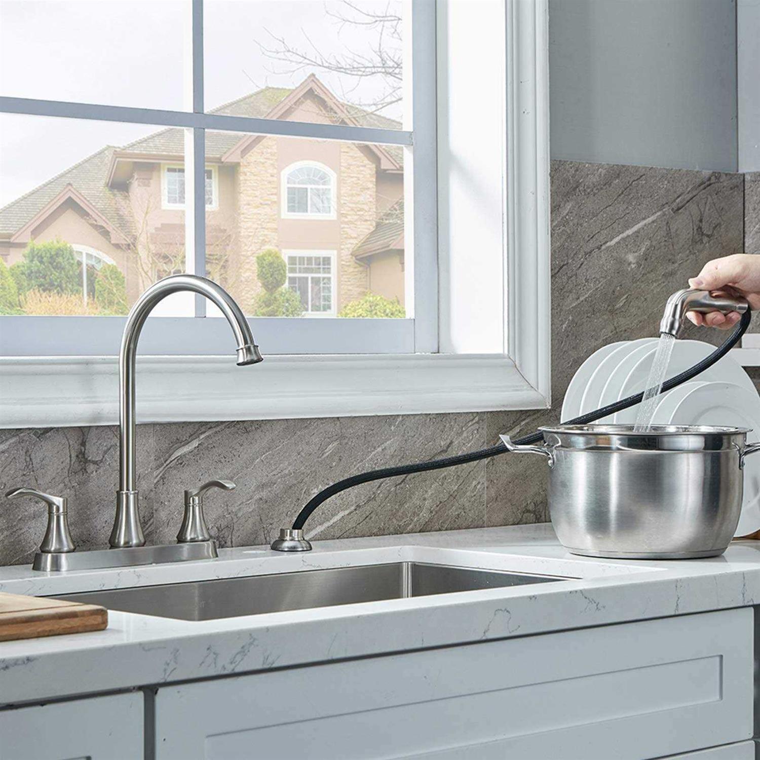 VALISY 3 Hole or 4 Hole Handle Kitchen Faucet with Side Sprayer - Image 2