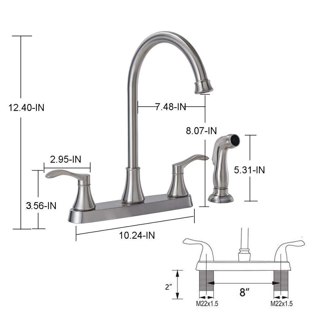 VALISY 3 Hole or 4 Hole Handle Kitchen Faucet with Side Sprayer - Image 4